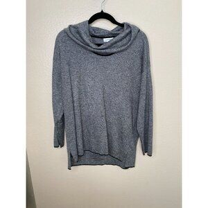 Calvin Klein Womens Gray Cowl Neck Acrylic Sweater L Long Sleeve Lightweight